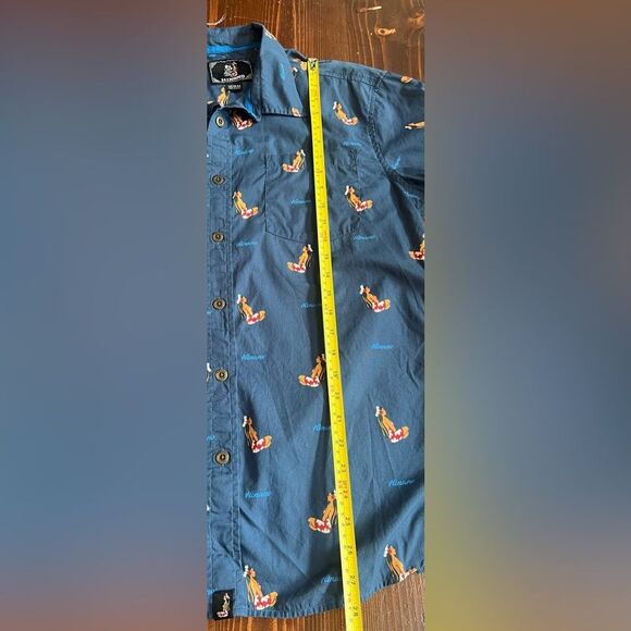 Hinano Hawaiian Button Down Shirt Sz M Blue Surfer Shirt Sleeve - Picture 4 of 6